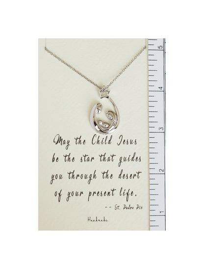 Joyfulle Fiona Baby Jesus Family Pendant Necklace, Inspirational Gifts for Women with Motivational Greeting Card