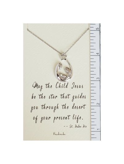 Joyfulle Fiona Baby Jesus Family Pendant Necklace, Inspirational Gifts for Women with Motivational Greeting Card