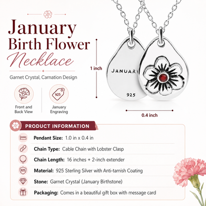 Milan Birthstone Necklaces Collection by Samahdee, Rings, Earrings: Handmade Flower Pendant with Colored Crystal - Gift for Mom, Daughter, BFF, Sister, Granddaughter, Niece
