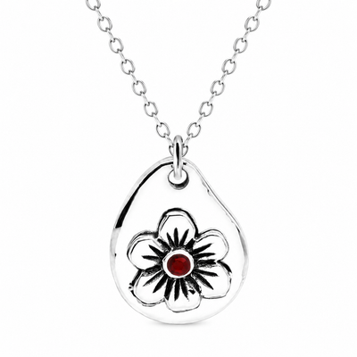 Milan Birthstone Necklaces Collection by Samahdee, Rings, Earrings: Handmade Flower Pendant with Colored Crystal - Gift for Mom, Daughter, BFF, Sister, Granddaughter, Niece