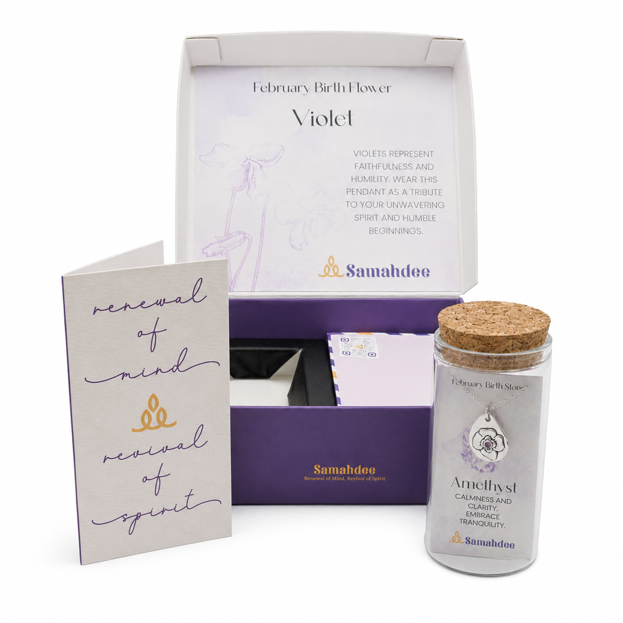 Milan Birthstone Necklaces Collection by Samahdee, Rings, Earrings: Handmade Flower Pendant with Colored Crystal - Gift for Mom, Daughter, BFF, Sister, Granddaughter, Niece