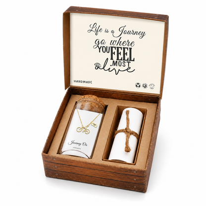 Ciara Journey Necklace with Bicycle Pendant for Women, Inspirational Quote on Greeting Card