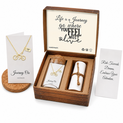 Ciara Journey Necklace with Bicycle Pendant for Women, Inspirational Quote on Greeting Card