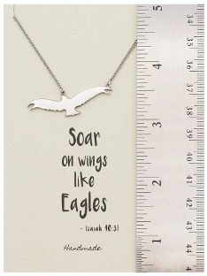 Joyfulle Aquila Eagle Pendant Necklace, Handmade Graduation Gifts for Women, Religious Jewelry with Inspirational Greeting Card