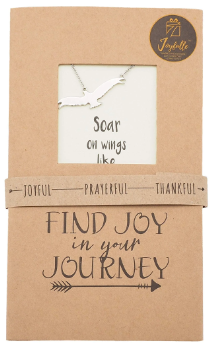 Joyfulle Aquila Eagle Pendant Necklace, Handmade Graduation Gifts for Women, Religious Jewelry with Inspirational Greeting Card