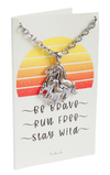 Joyfulle Batsheva 3 Horses Pendant Necklace, Gifts for Women with Inspirational Greeting Card