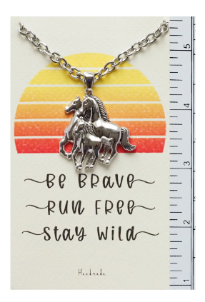 Joyfulle Batsheva 3 Horses Pendant Necklace, Gifts for Women with Inspirational Greeting Card