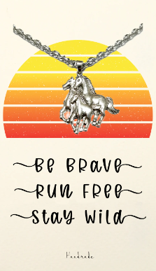 Joyfulle Batsheva 3 Horses Pendant Necklace, Gifts for Women with Inspirational Greeting Card