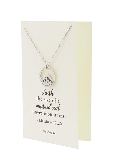 Joyfulle Faith Mountain Pendant Necklace, Religious Jewelry, Gifts for Women with Inspirational Greeting Card