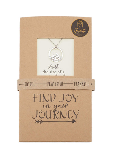 Joyfulle Faith Mountain Pendant Necklace, Religious Jewelry, Gifts for Women with Inspirational Greeting Card