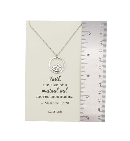 Joyfulle Faith Mountain Pendant Necklace, Religious Jewelry, Gifts for Women with Inspirational Greeting Card