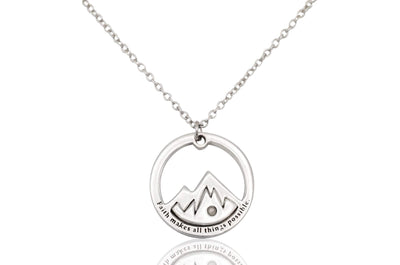 Joyfulle Faith Mountain Pendant Necklace, Religious Jewelry, Gifts for Women with Inspirational Greeting Card