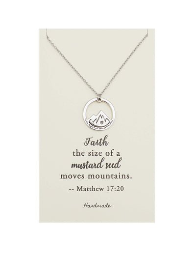 Joyfulle Faith Mountain Pendant Necklace, Religious Jewelry, Gifts for Women with Inspirational Greeting Card