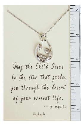 Joyfulle Fiona Baby Jesus Family Pendant Necklace, Inspirational Gifts for Women with Motivational Greeting Card