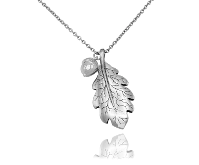 Joyfulle Mamre Acorn and Oak Leaf Necklace, Gifts for Women with Inspirational Greeting Card, Adjustable Chain 16" to 18"