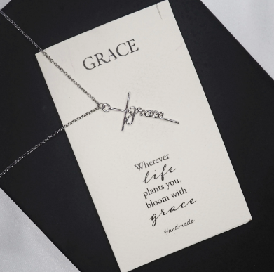 Joyfulle Mary Grace Pendant Necklace, Handmade Gifts for Women with Inspirational Greeting Card