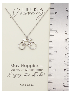 Joyfulle Sadella Bicycle Pendant Necklace, Handmade Gifts with Inspirational Quotes on Greeting Card