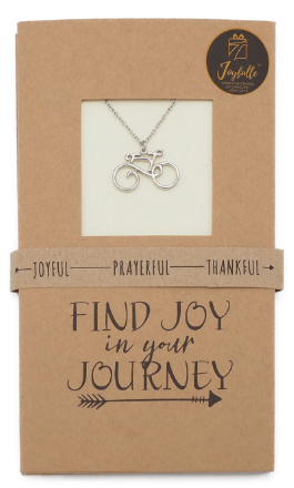 Joyfulle Sadella Bicycle Pendant Necklace, Handmade Gifts with Inspirational Quotes on Greeting Card