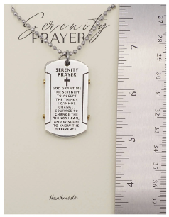 Joyfulle Simon Serenity Prayer Dog Tag Pendant Necklace, Gifts for Women with Inspirational Quote on Greeting Card