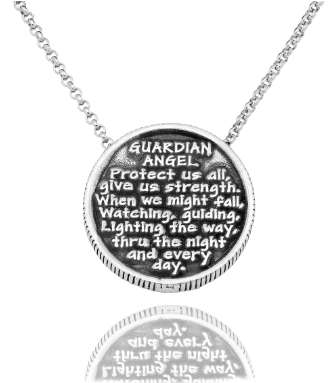 Joyfulle Uriel Guardian Angel Coin Pendant Necklace, Handmade Gifts for Women, Religious Jewelry with Prayer Greeting Card