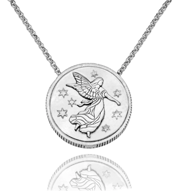 Joyfulle Uriel Guardian Angel Coin Pendant Necklace, Handmade Gifts for Women, Religious Jewelry with Prayer Greeting Card