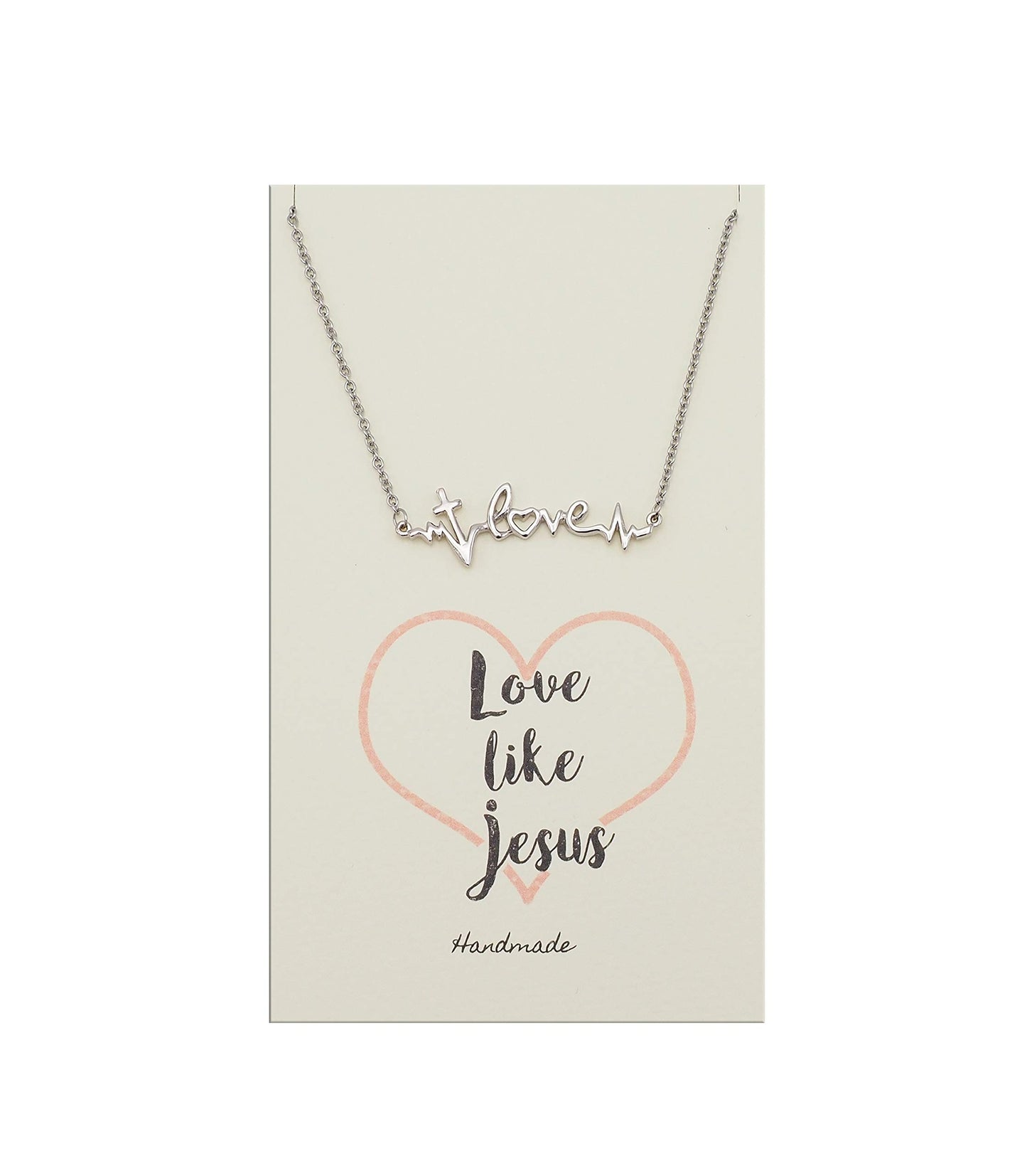 Silver cross necklace Love Like Jesus inspirational gift
