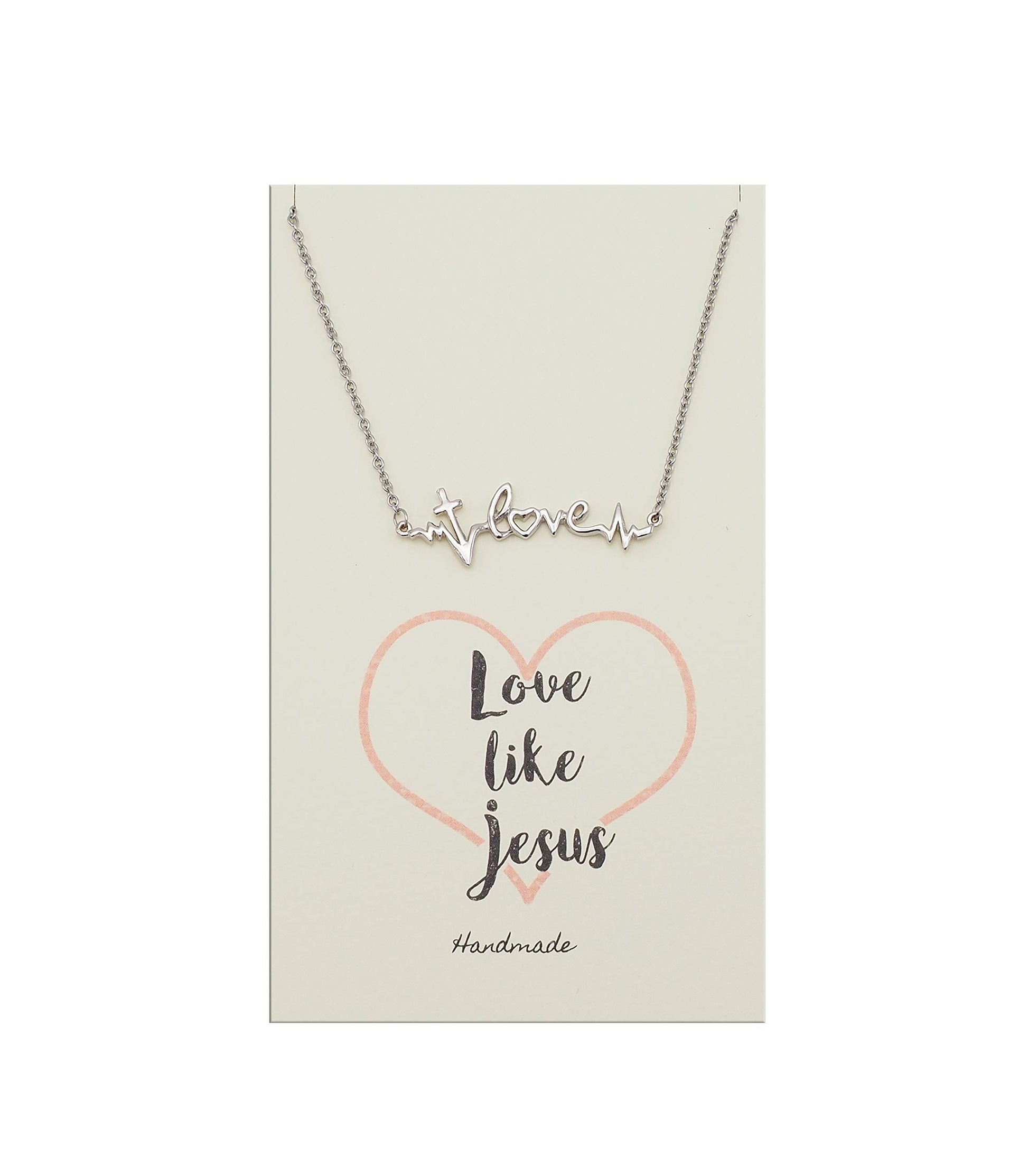 Silver cross necklace Love Like Jesus inspirational gift