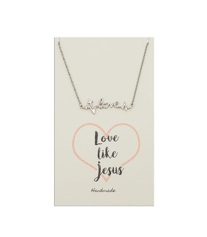 Silver cross necklace Love Like Jesus inspirational gift