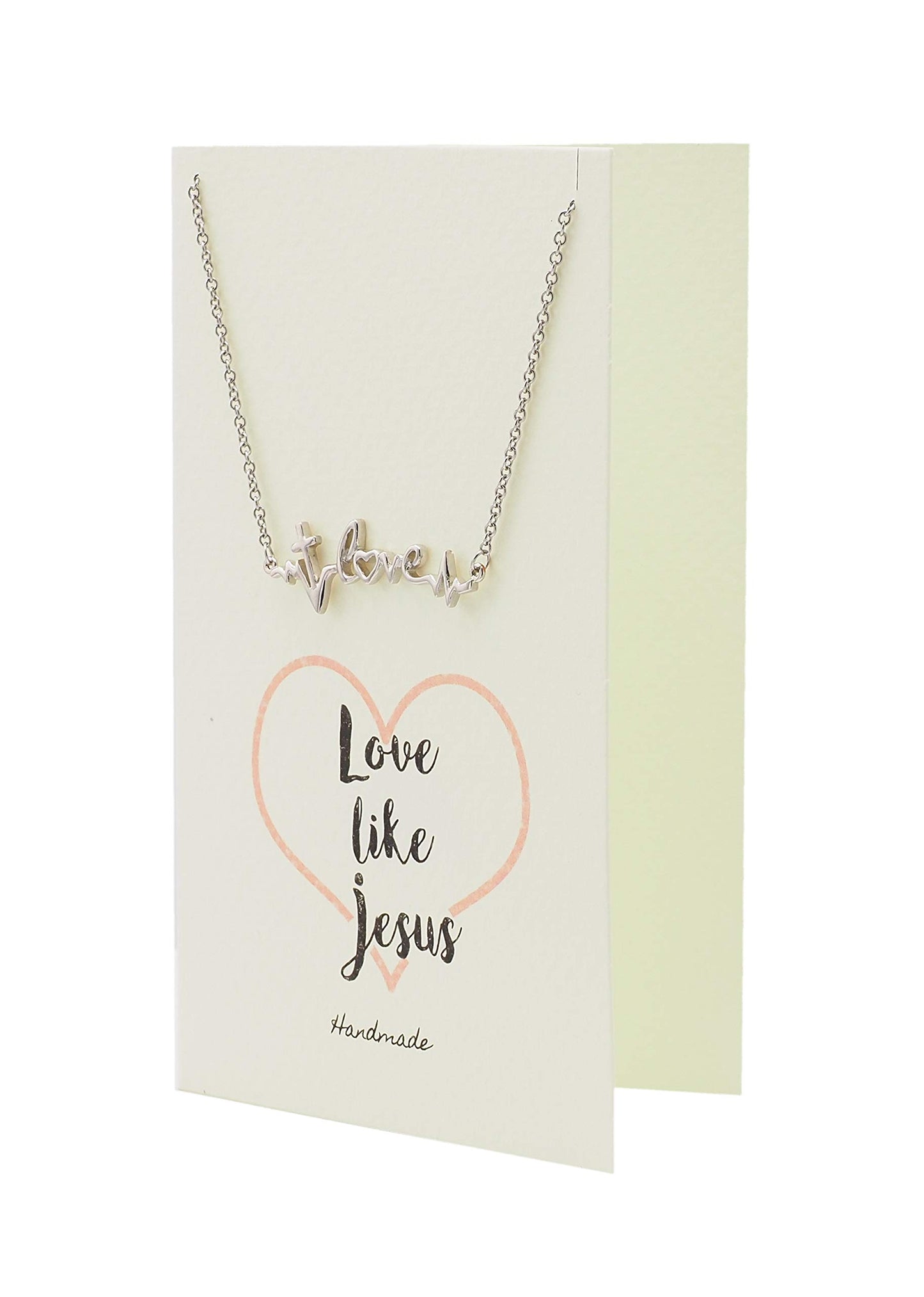 Necklace on a card with 'Love like Jesus' text