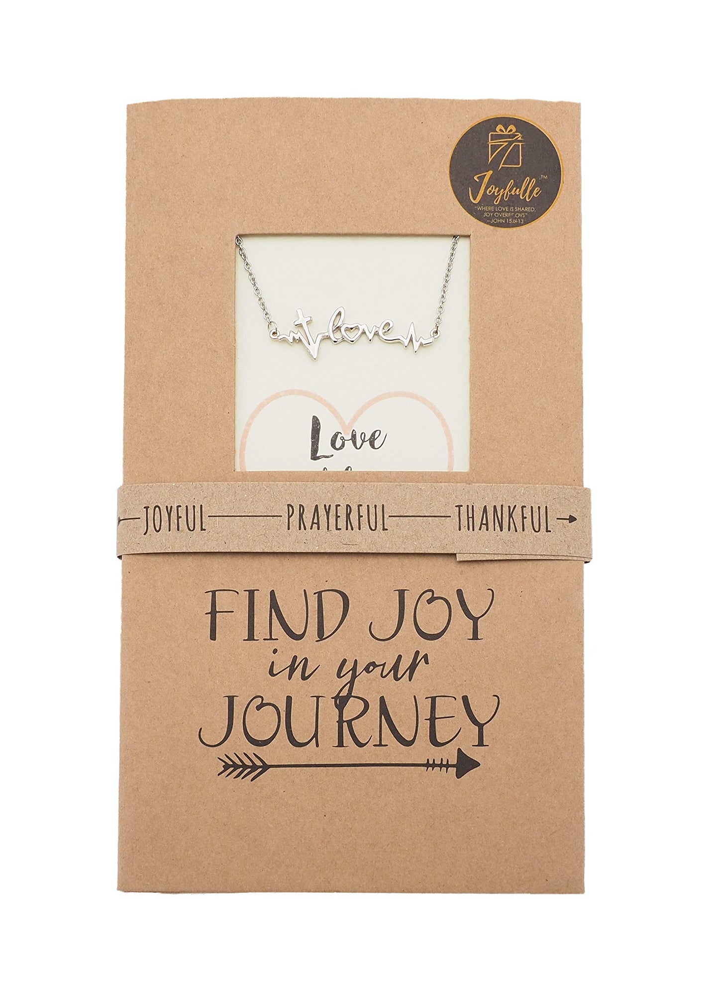 Kraft paper packaging with a necklace and motivational message on a white background