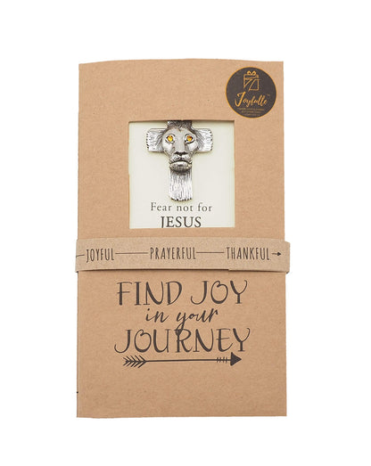 Packaged product with a lion head design and motivational text on a white background