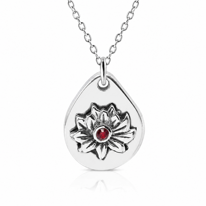 Milan Birthstone Necklaces Collection by Samahdee, Rings, Earrings: Handmade Flower Pendant with Colored Crystal - Gift for Mom, Daughter, BFF, Sister, Granddaughter, Niece