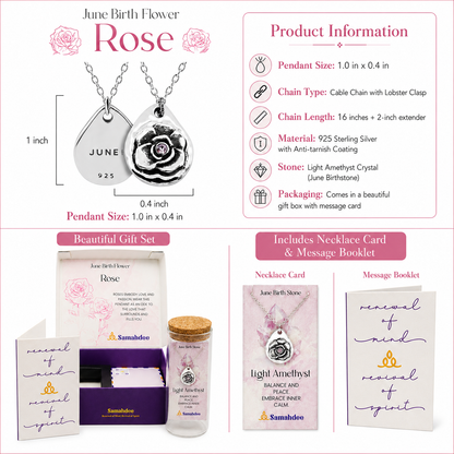 Milan Birthstone Necklaces Collection by Samahdee, Rings, Earrings: Handmade Flower Pendant with Colored Crystal - Gift for Mom, Daughter, BFF, Sister, Granddaughter, Niece