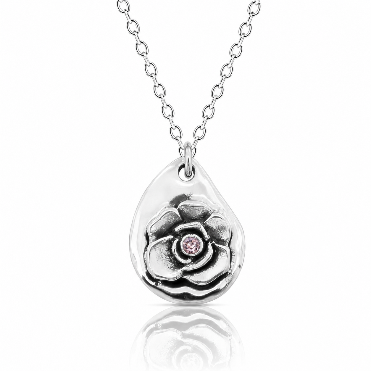Milan Birthstone Necklaces Collection by Samahdee, Rings, Earrings: Handmade Flower Pendant with Colored Crystal - Gift for Mom, Daughter, BFF, Sister, Granddaughter, Niece