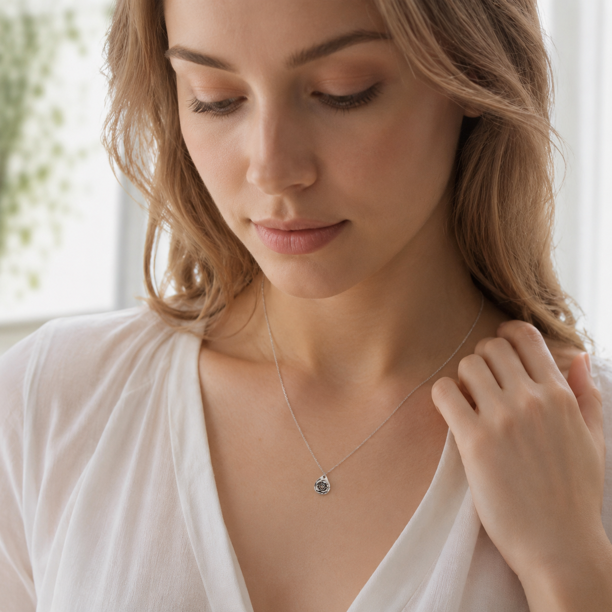 Milan Birthstone Necklaces Collection by Samahdee, Rings, Earrings: Handmade Flower Pendant with Colored Crystal - Gift for Mom, Daughter, BFF, Sister, Granddaughter, Niece