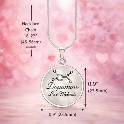 Dopamine Love Molecule Circle Necklace – Meaningful Science-Inspired Pendant Gift for Love, Connection & Joy