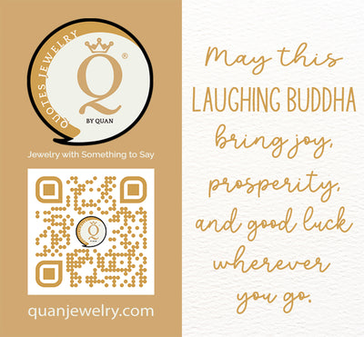 Giggle Laughing Buddha Necklace, Jade Pendant with Swarovski Crystals for Good Luck, Prosperity, and Abundance, Gift for Men and Women