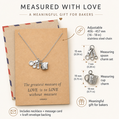 Laura Kitchen Charm Necklace, Inspirational Card, Gifts for Bakers