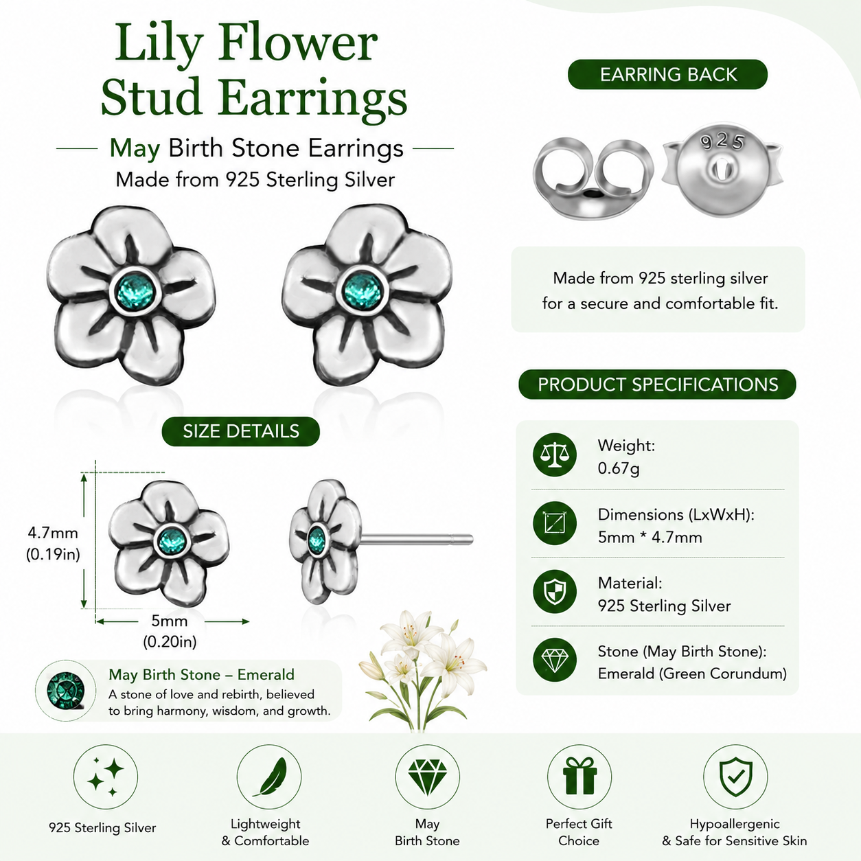 Milan Birthstone Necklaces Collection by Samahdee, Rings, Earrings: Handmade Flower Pendant with Colored Crystal - Gift for Mom, Daughter, BFF, Sister, Granddaughter, Niece