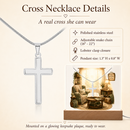 Personalized Prayer Room Cross Necklace Lighted Acrylic Keepsake