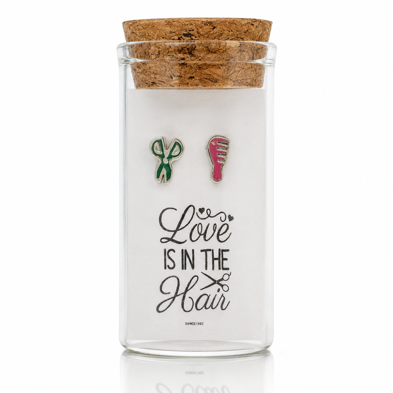 Baila Scissor and Comb Earrings In A Glass Bottle, Inspirational Gifts for Women