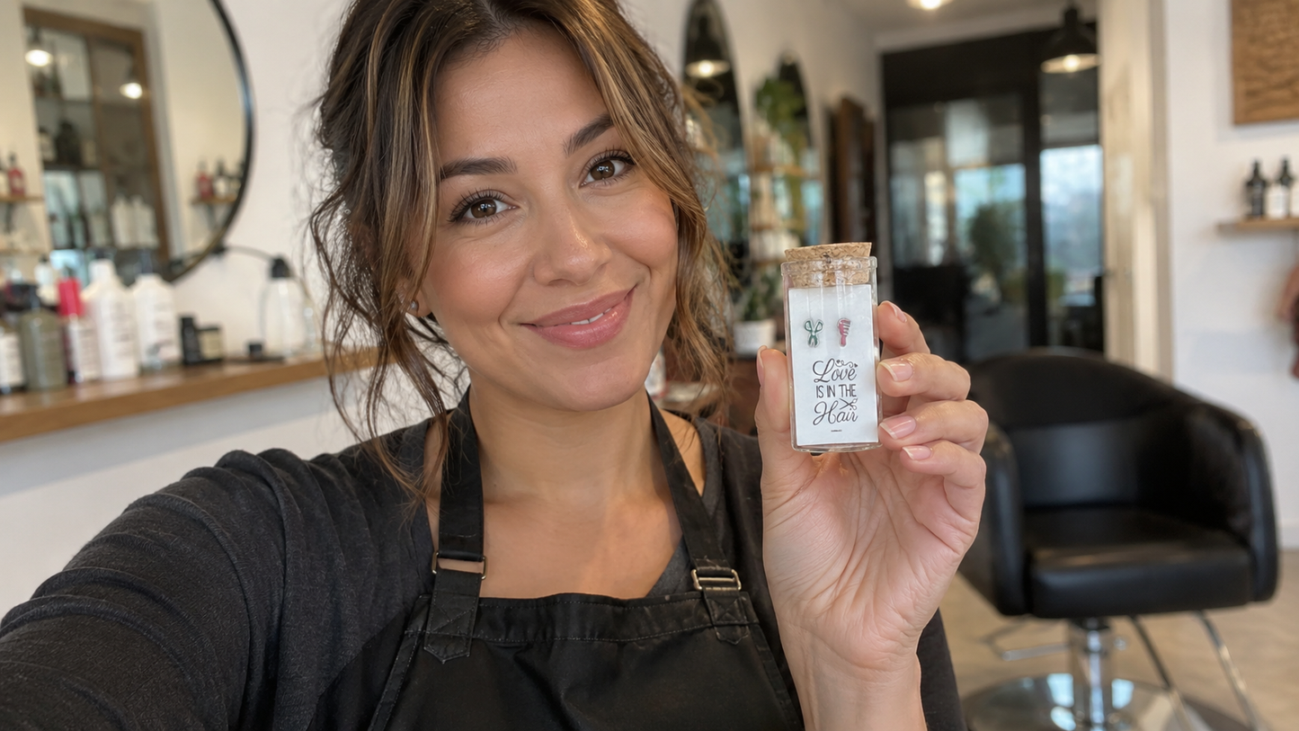 Baila Scissor and Comb Earrings In A Glass Bottle, Inspirational Gifts for Women