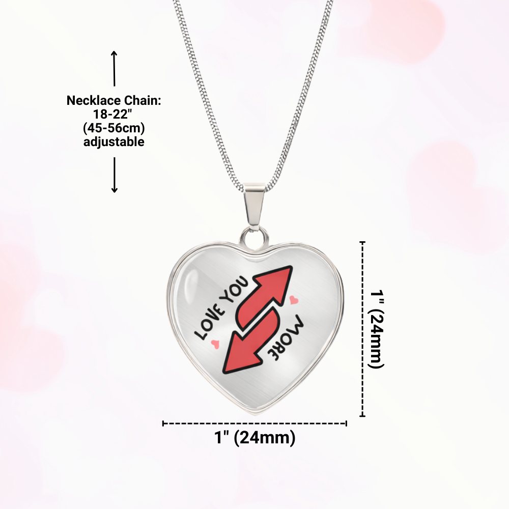 Luxury Heart Pendant Necklace – “Love You More” | Reverse Card Inspired Valentine Gift | Playful Romantic Jewelry