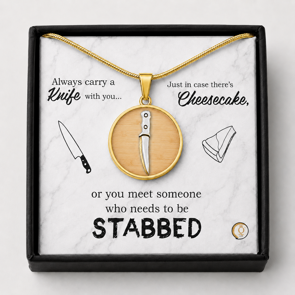 Maddox Funny Knife Necklace, Sarcastic Cheesecake Gift for Women