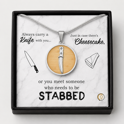 Maddox Funny Knife Necklace, Sarcastic Cheesecake Gift for Women