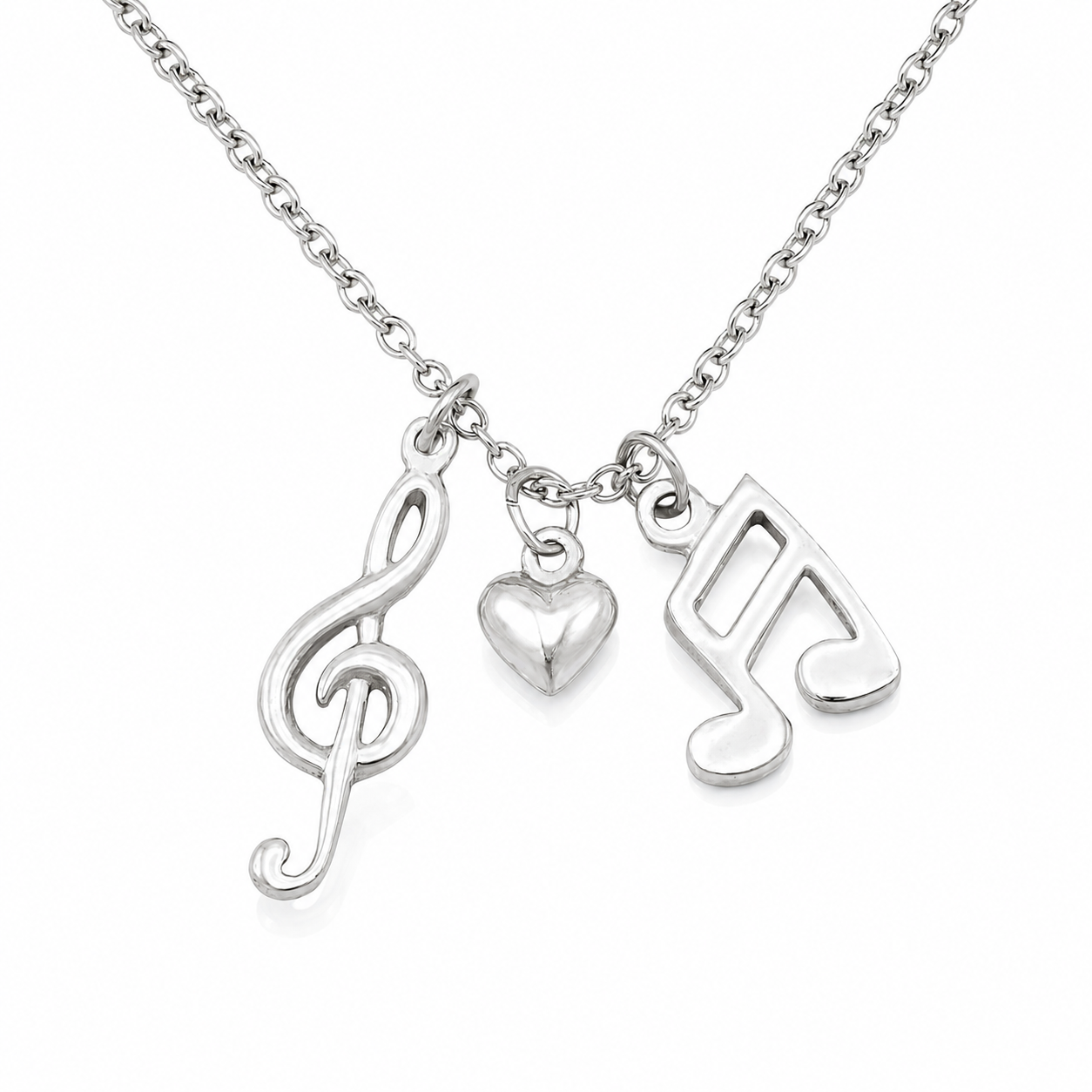 Mara Music Note Necklace, Gifts for Music Lovers, Music Jewelry, Rhodium or Gold Plated
