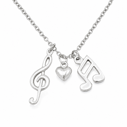 Mara Music Note Necklace, Gifts for Music Lovers, Music Jewelry, Rhodium or Gold Plated