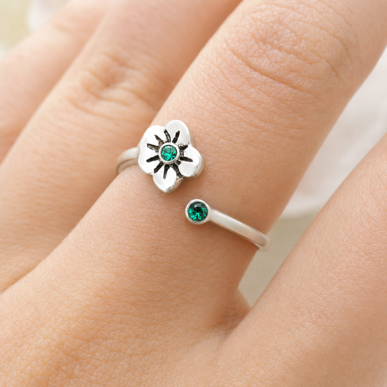 Milan Birthstone Necklaces Collection by Samahdee, Rings, Earrings: Handmade Flower Pendant with Colored Crystal - Gift for Mom, Daughter, BFF, Sister, Granddaughter, Niece