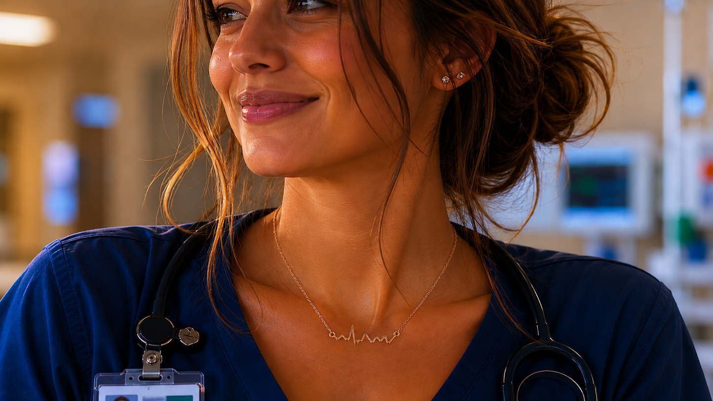 Macaria Electrocardiogram Heartbeat Necklace, Nurse Gifts