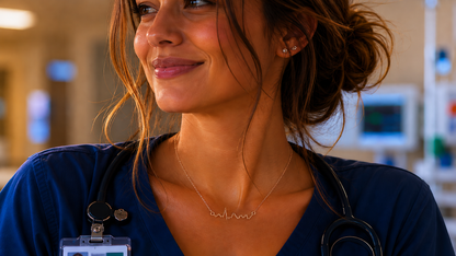 Macaria Electrocardiogram Heartbeat Necklace, Nurse Gifts